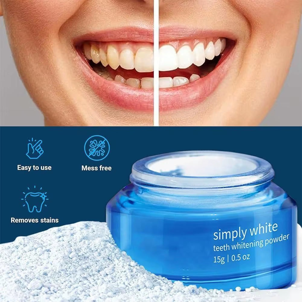OEM Custom Private Label Multi-Purpose Teeth Whitening Accessory Bamboo Fiber Oral Care with Blue Logo Whitening Powder