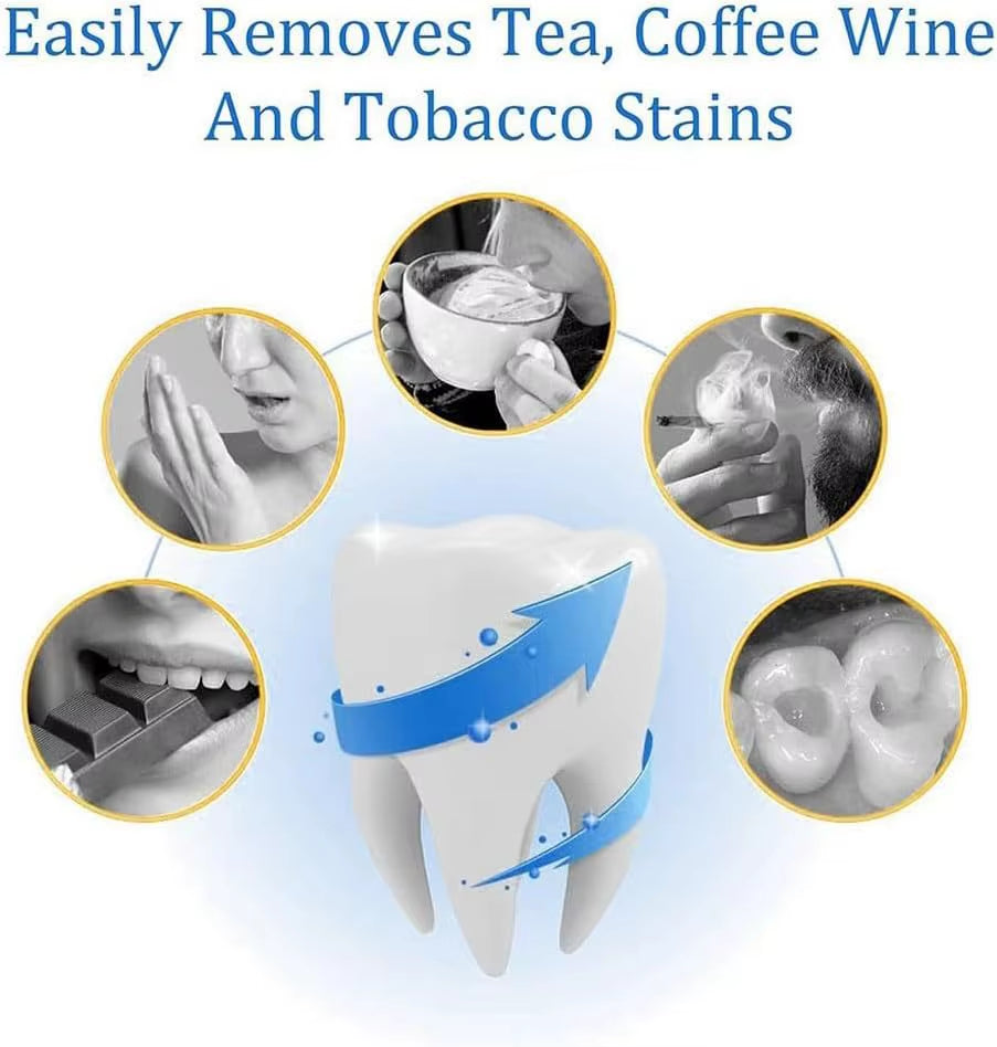 OEM Custom Private Label Multi-Purpose Teeth Whitening Accessory Bamboo Fiber Oral Care with Blue Logo Whitening Powder